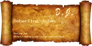 Deberling Jolán névjegykártya